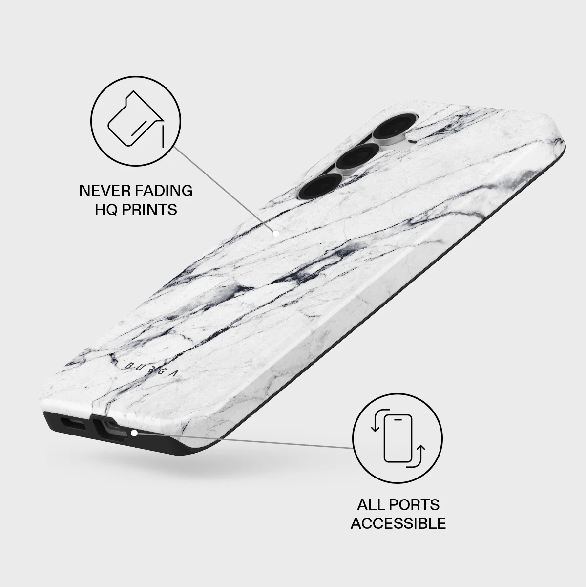 Satin White - Marble Samsung Galaxy S25 FE Case - Image 3
