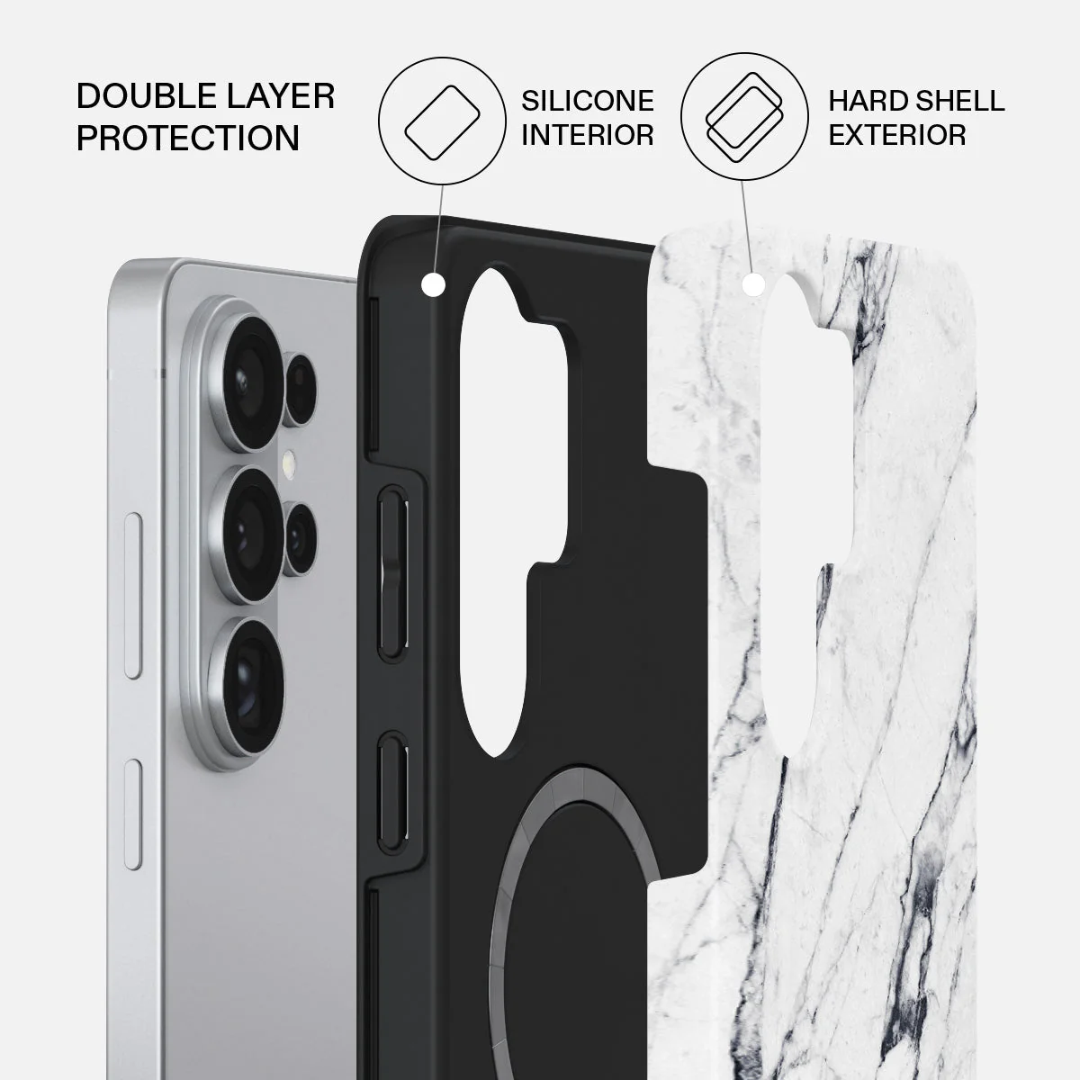 Satin White - Marble Samsung Galaxy S26 Ultra Case - Image 2