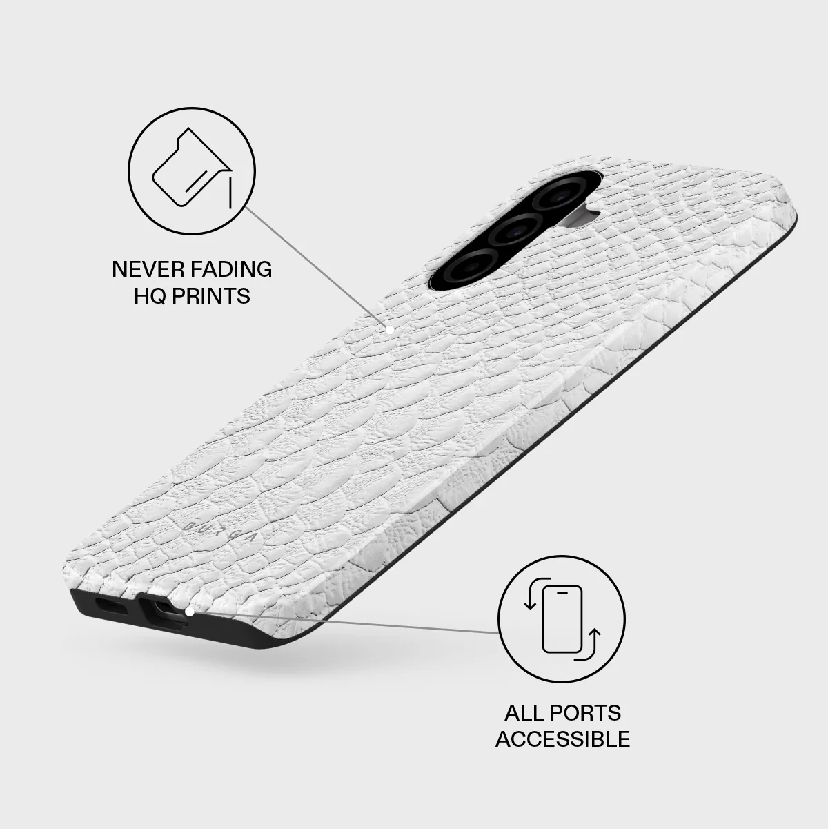 Glacial Desert - White Snakeskin Samsung Galaxy A57 5G Case - Image 3