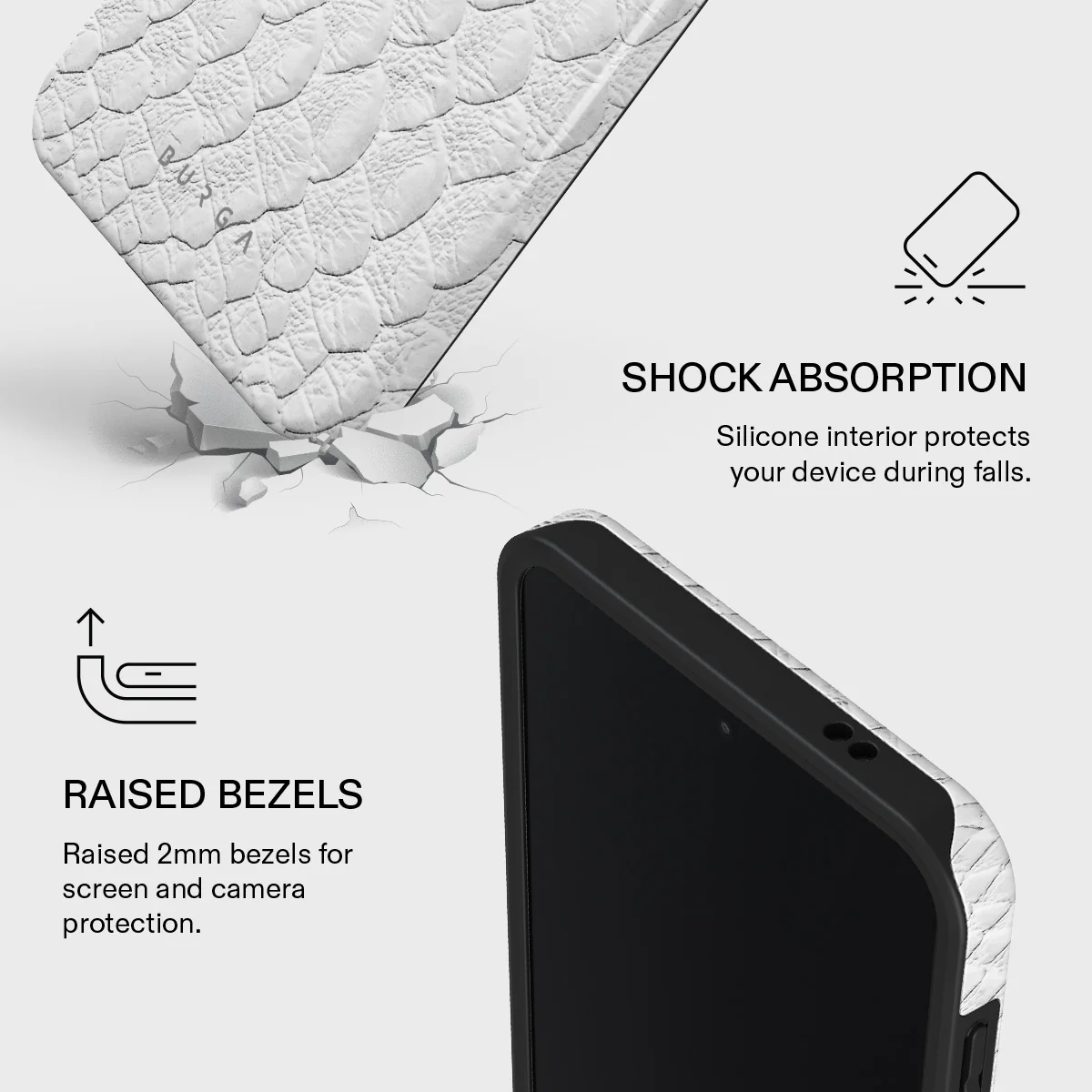 Glacial Desert - White Snakeskin Samsung Galaxy A57 5G Case - Image 4