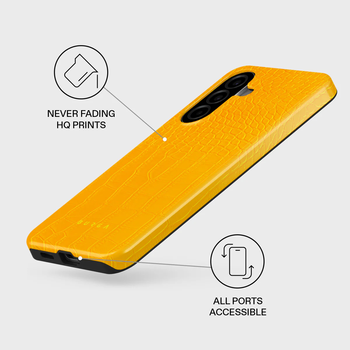 Canary Yellow - Snake Skin Samsung Galaxy A57 5G Case - Image 3